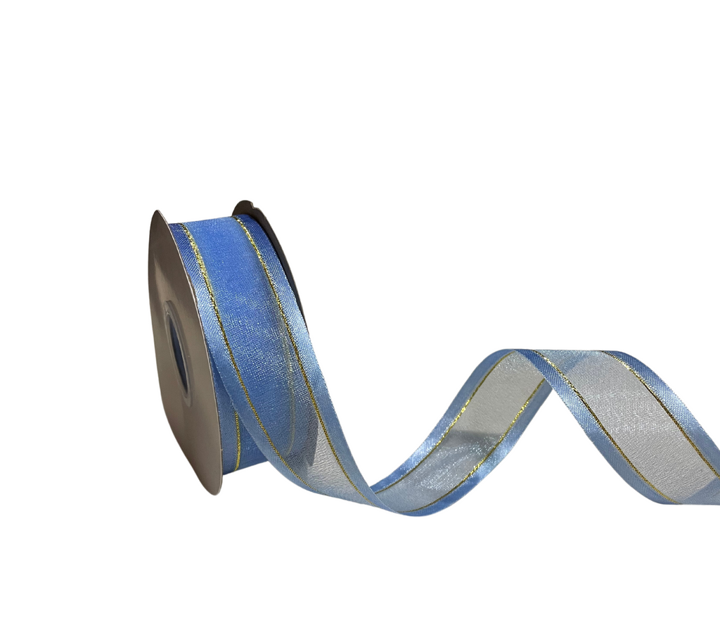 BLUE ORGANZA WITH SATIN EDGES RIBBON (25 MM)
