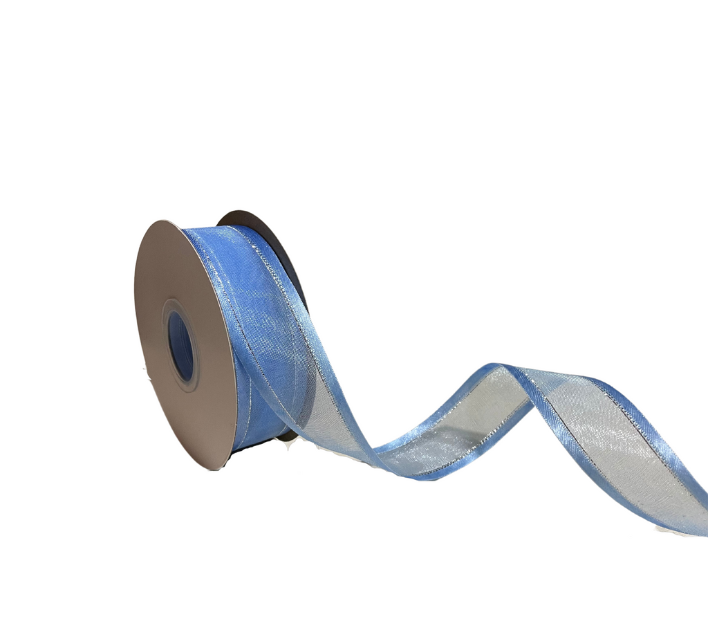 BLUE ORGANZA WITH SATIN EDGES RIBBON (25 MM)