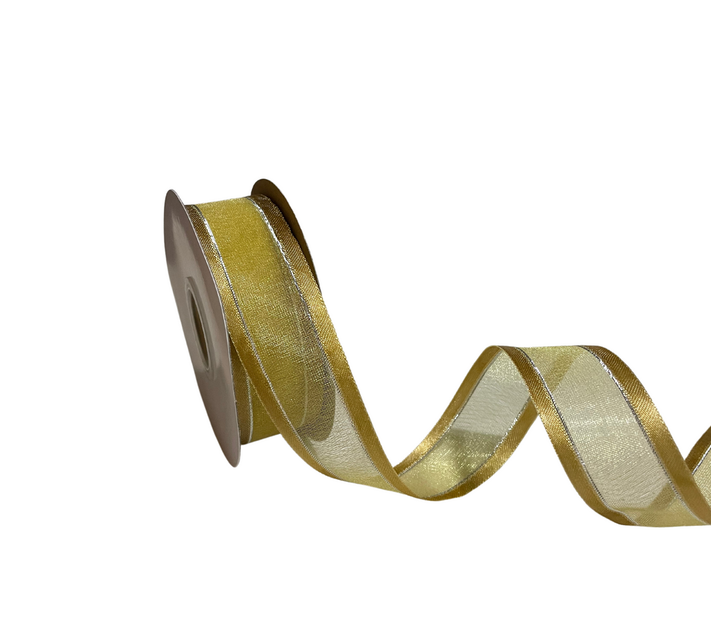 GOLD ORGANZA WITH SATIN EDGES RIBBON (25 MM)