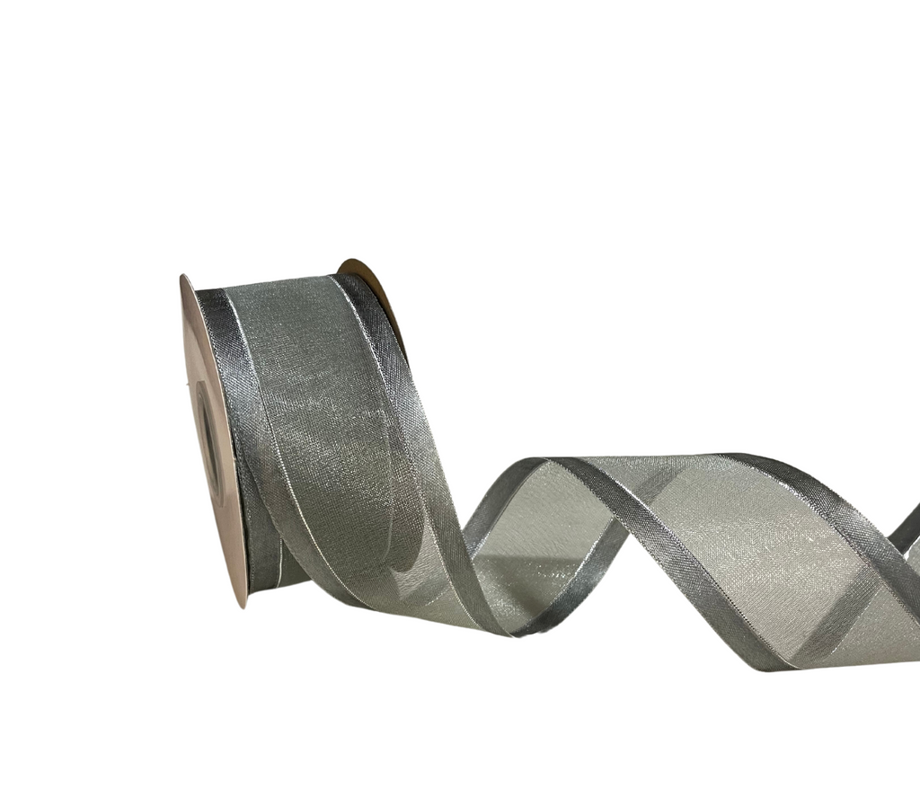 SILVER ORGANZA WITH SATIN EDGES RIBBON (38 MM)