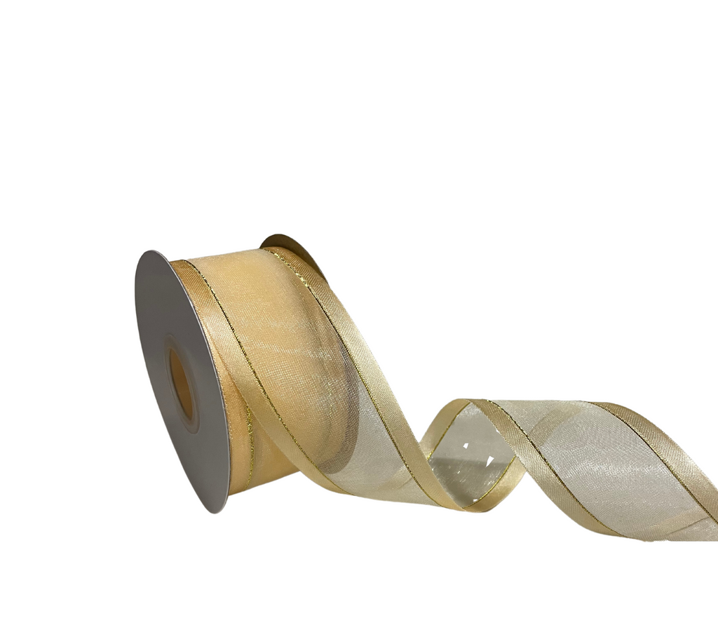 BEIGE ORGANZA WITH SATIN EDGES RIBBON (38 MM)