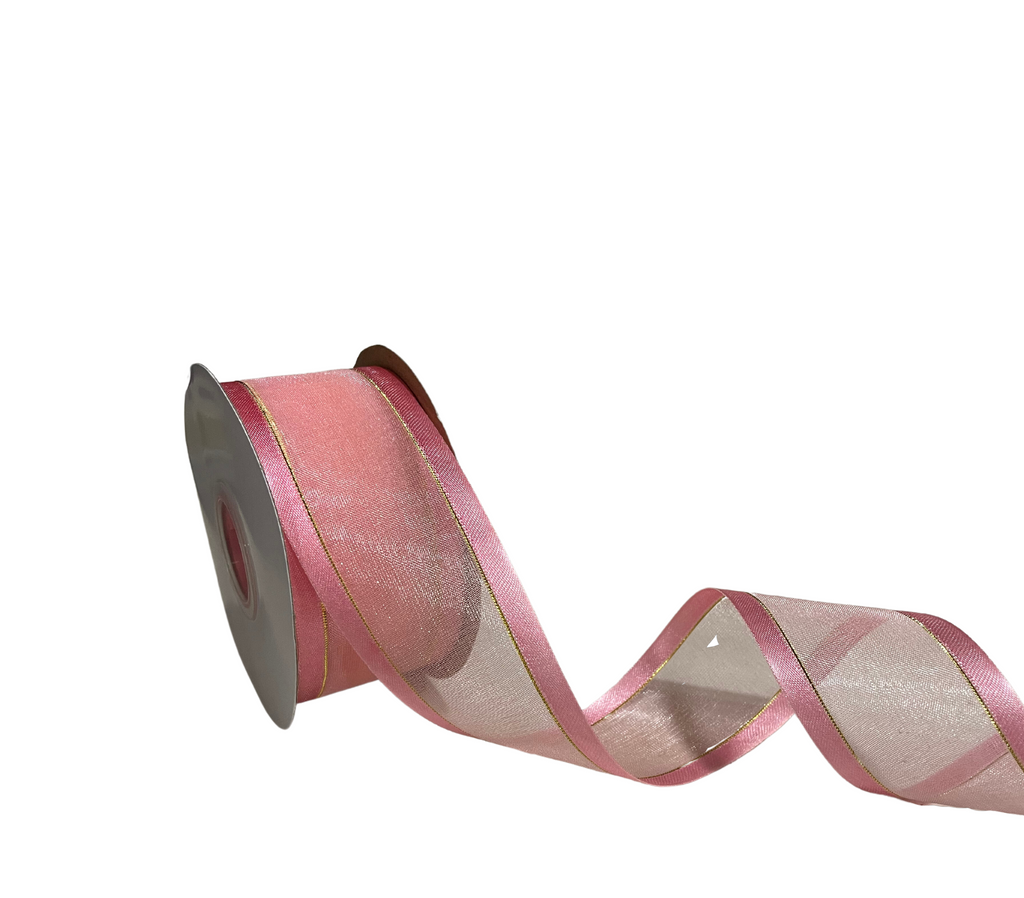 PINK ORGANZA WITH SATIN EDGES RIBBON (38 MM)