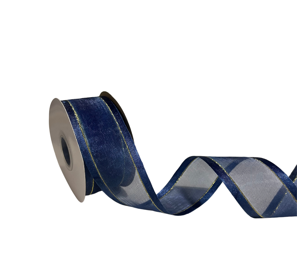 NAVY BLUE ORGANZA WITH SATIN EDGES RIBBON (38 MM)