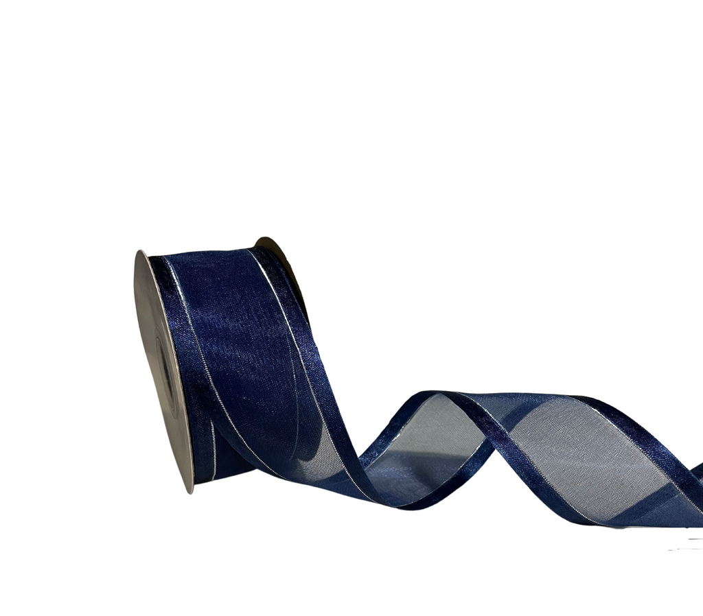 NAVY BLUE ORGANZA WITH SATIN EDGES RIBBON (38 MM)