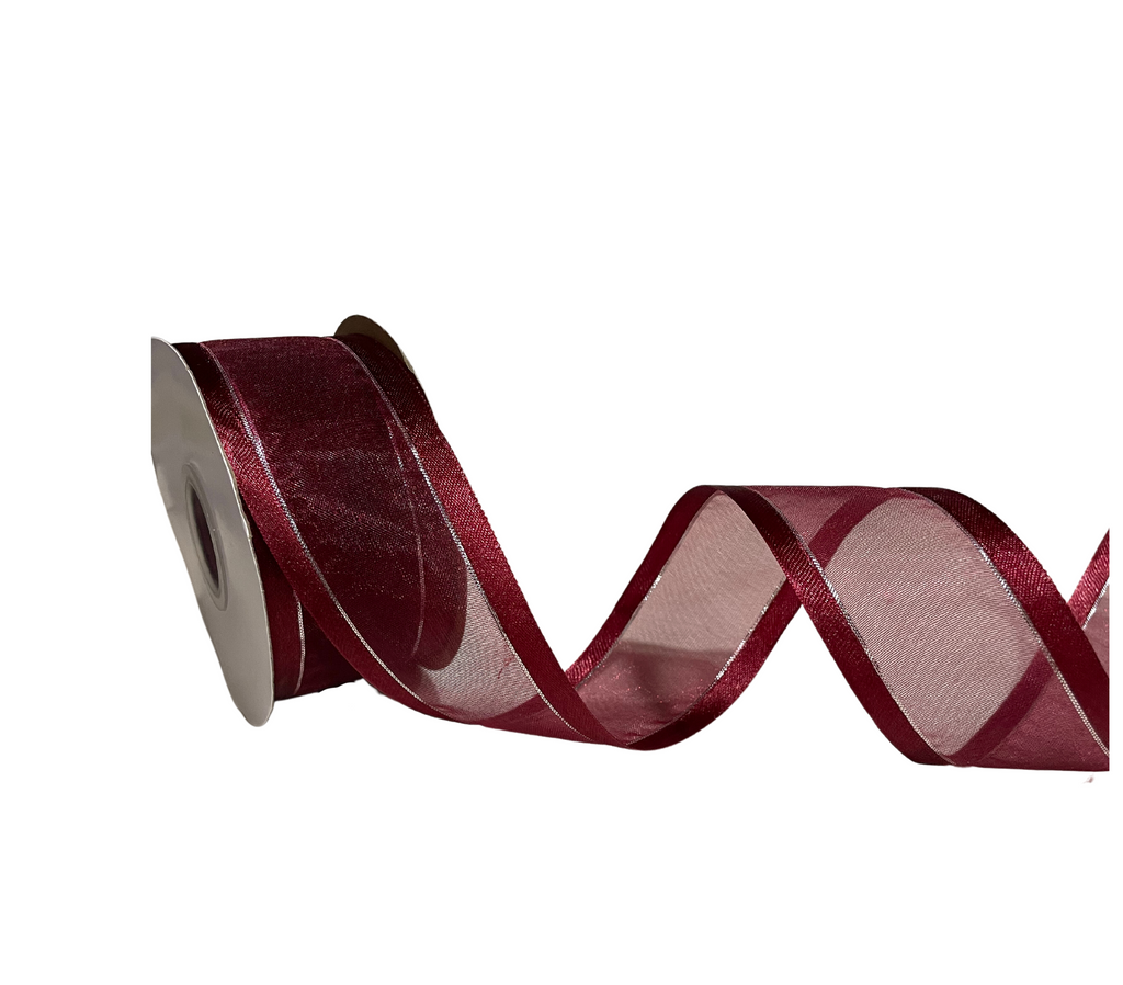 MAROON ORGANZA WITH SATIN EDGES RIBBON (38 MM)