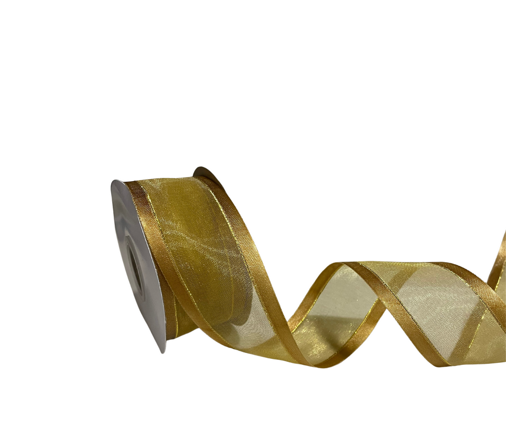 GOLD ORGANZA WITH SATIN EDGES RIBBON (38 MM)