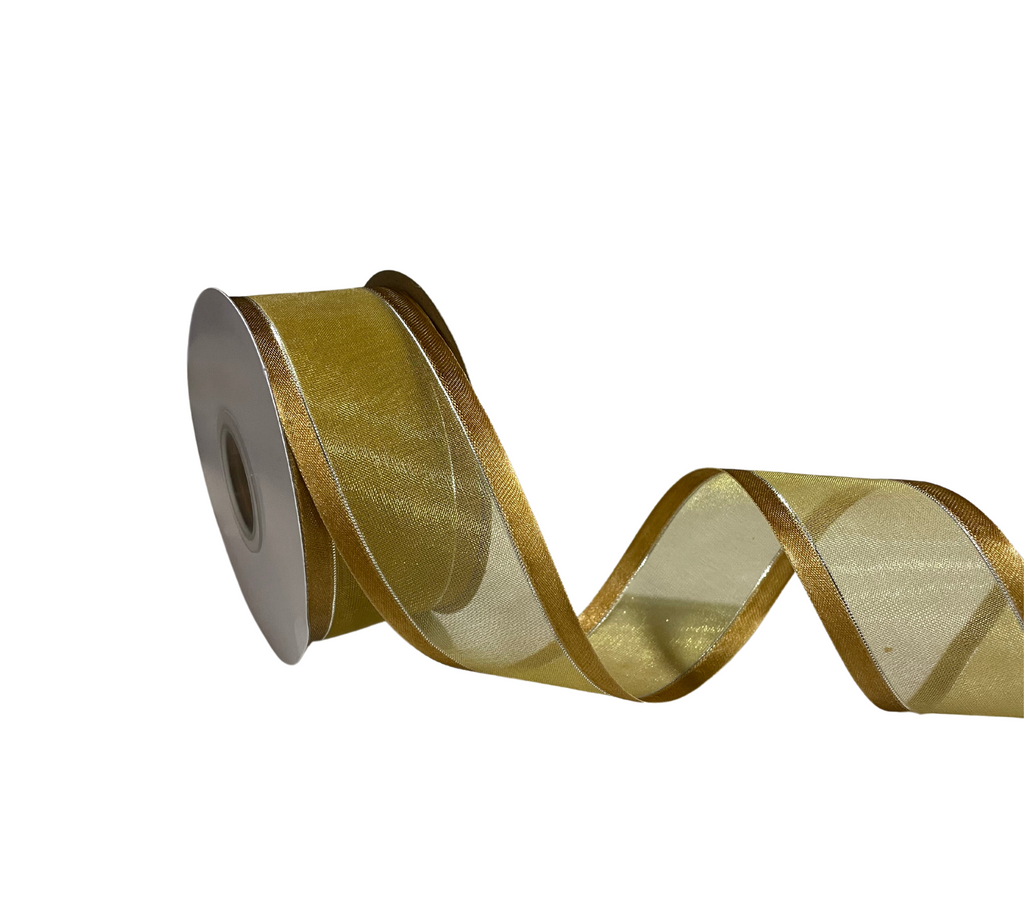 GOLD ORGANZA WITH SATIN EDGES RIBBON (38 MM)