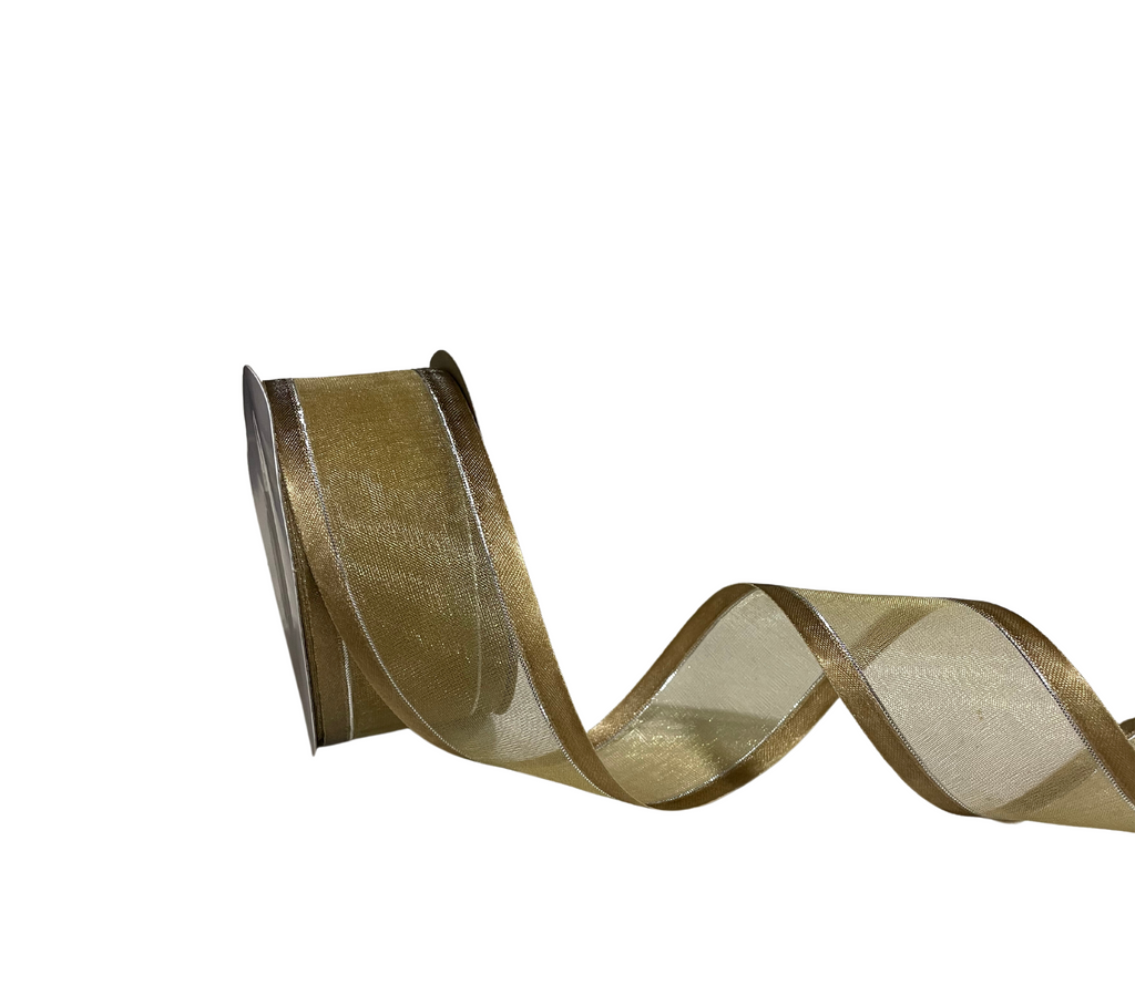 ANTIQUE GOLD ORGANZA WITH SATIN EDGES RIBBON (38 MM)