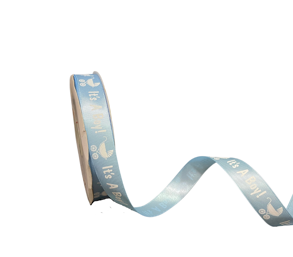 BABY BOY SATIN WITH WHITE RIBBON (20 MM)